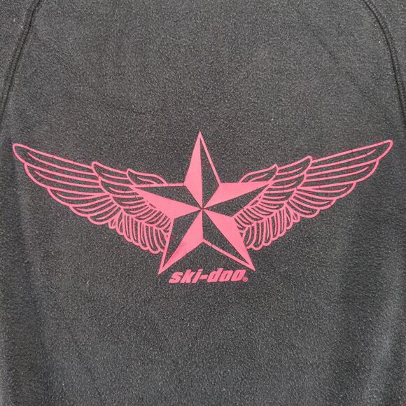 BRP Mens 1/4 Zip Pullover Sweatshirt Black Small Ski Doo Graphic Fleece - Picture 8 of 13